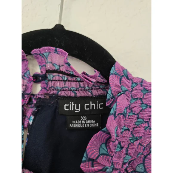 City Chic Analise Floral Smocked Top Size 14 - Picture 9 of 9